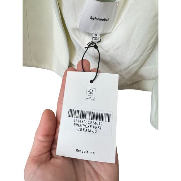 REFORMATION NWT Primrose Vest Cream Size 12 Embroidered Lapel Bride Bachelorette - Picture 3 of 9